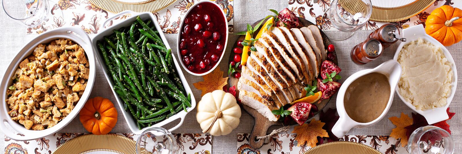 Herb-roasted holiday turkey with rosemary and cranberries carved for Winslow's holiday catering in Livermore and Pleasanton