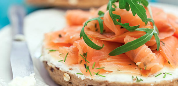 Salmon and cream cheese sandwich by breakfast catering services near me