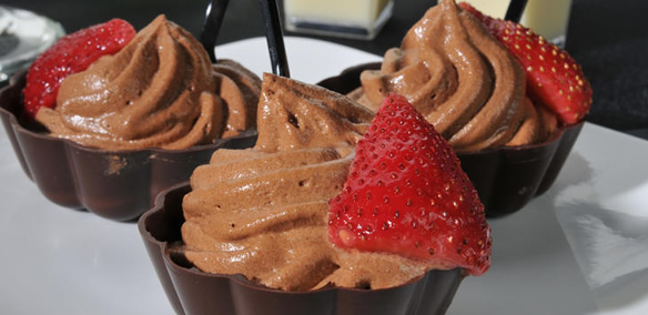 Chocolate bowl of ice cream for party food catering