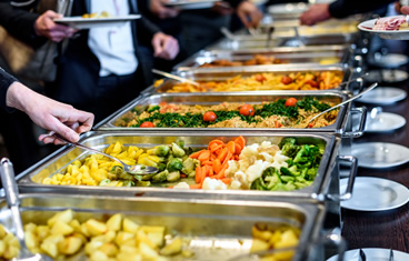 Vegetarian lunch buffet table for catering companies near me