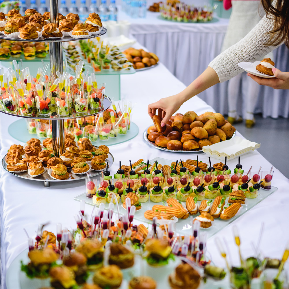 Assorted pastries and finger foods for a party