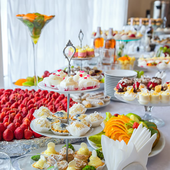 Wedding desserts buffet table for brunch wedding catering near me